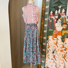 Load image into Gallery viewer, Godet Skirt - soft blue &amp; pink floral
