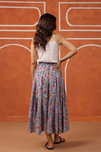 Load image into Gallery viewer, Godet Skirt - soft blue w/ pink floral
