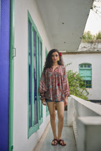 Load image into Gallery viewer, the MINT top - brown with red and pink floral
