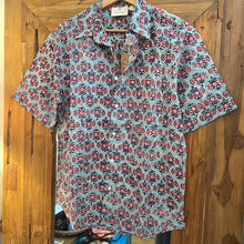 Load image into Gallery viewer, Men’s Half Sleeves shirt - blue red floral
