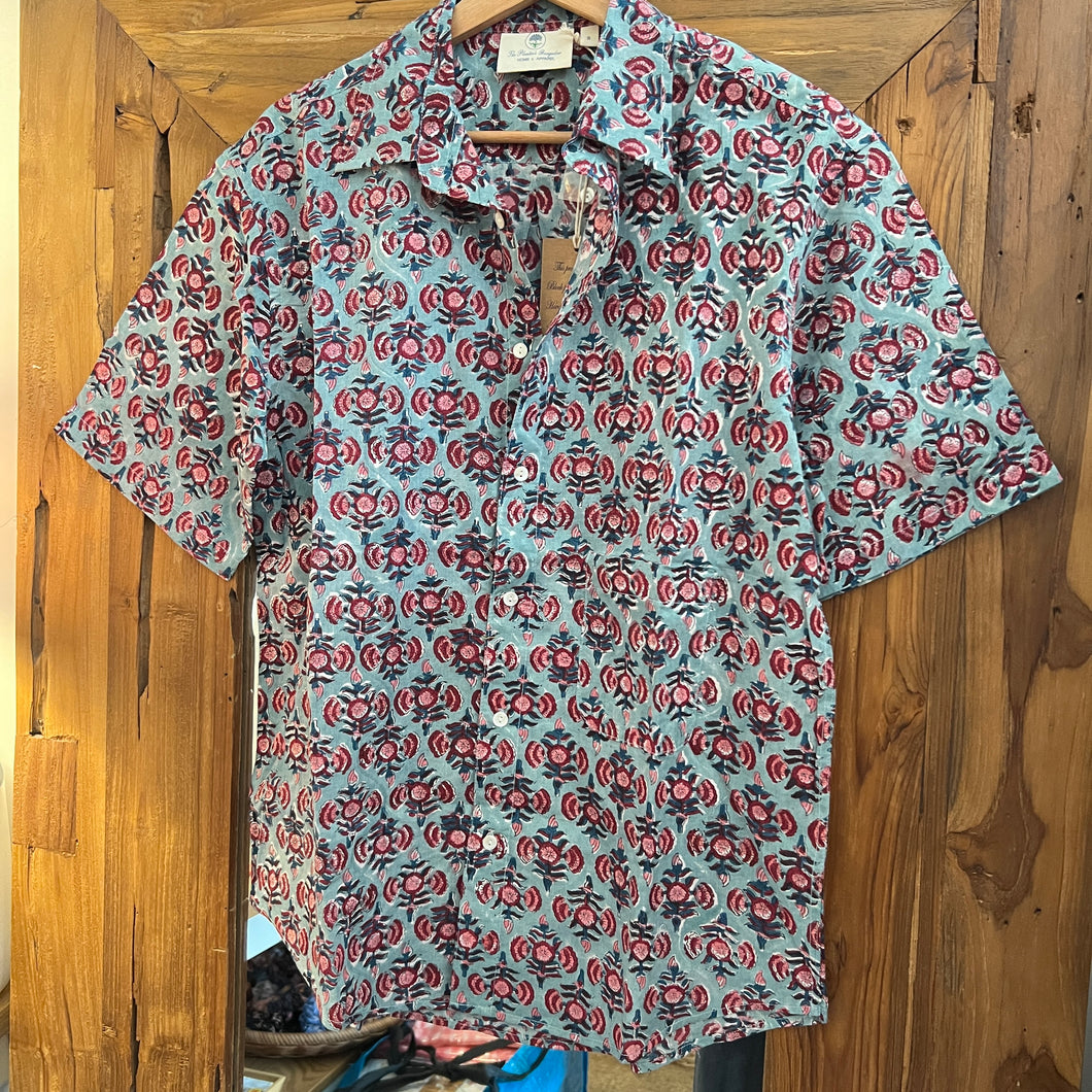 Men’s Half Sleeves shirt - blue red floral