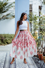 Load image into Gallery viewer, the CINNAMON skirt - white &amp; pink paisley skirt with lining
