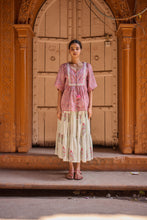 Load image into Gallery viewer, the CELERY top - pink geometric block printed
