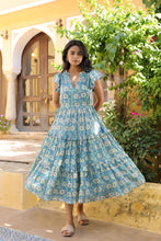 Load image into Gallery viewer, the CILANTRO midi - green with yellow floral
