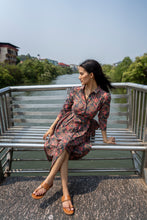 Load image into Gallery viewer, The MALABAR maxi - charcoal grey w/ fuchsia floral
