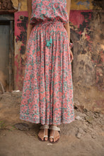 Load image into Gallery viewer, the PANELLED skirt - soft pink floral with lurex

