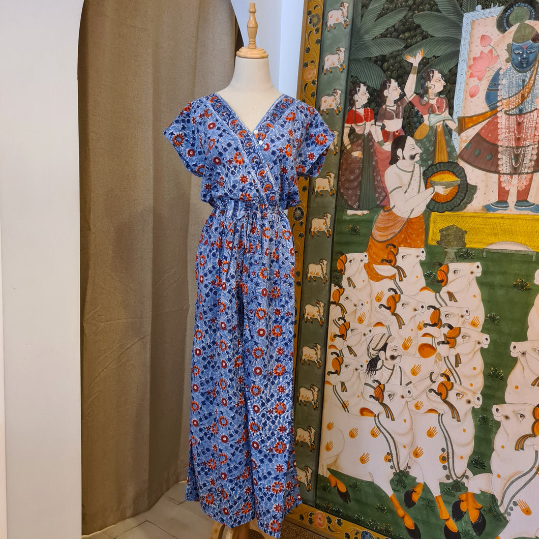 JUMPSUIT - blue red floral