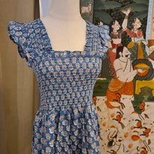 Load image into Gallery viewer, The PAPRIKA dress - blue with beige flowers
