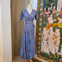 Load image into Gallery viewer, The CASSIA MAXI wrap dress - blue red floral
