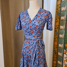 Load image into Gallery viewer, The CASSIA MAXI wrap dress - blue red floral
