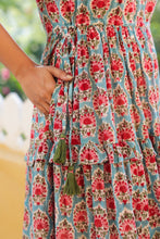 Load image into Gallery viewer, the CILANTRO midi - turquoise blue w/ pink butis
