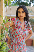 Load image into Gallery viewer, the CILANTRO midi - turquoise blue w/ pink butis
