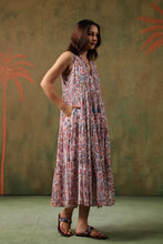 Load image into Gallery viewer, BORAGE MIDI dress - white w/ pink brown floral
