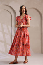 Load image into Gallery viewer, the CILANTRO midi - apricot w/ pink floral
