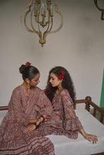 Load image into Gallery viewer, The STEVIA dress - brown with red and pink floral
