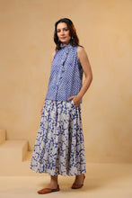 Load image into Gallery viewer, The Godet Skirt - cobalt blue floral
