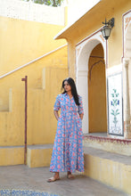 Load image into Gallery viewer, The MALABAR maxi - blue w/ pink floral
