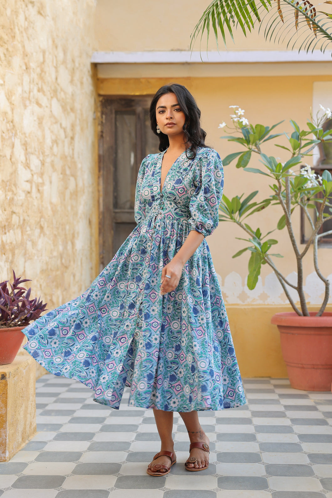 the ANISE midi - blue geometric