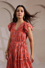Load image into Gallery viewer, the CILANTRO midi - apricot w/ pink floral
