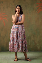 Load image into Gallery viewer, BORAGE MIDI dress - white w/ pink brown floral
