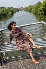 Load image into Gallery viewer, The MALABAR maxi - charcoal grey w/ fuchsia floral
