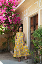 Load image into Gallery viewer, BORAGE MIDI dress - yellow floral jaal
