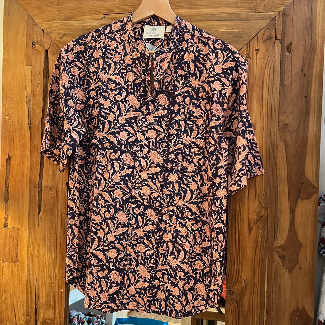 Men’s Mandarin collar shirt - vintage navy