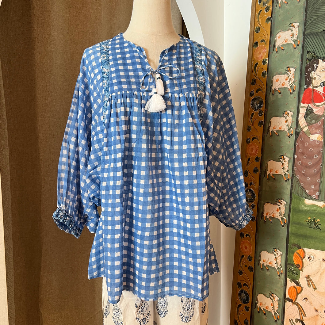 the NUTMEG top - blue checks