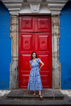 Load image into Gallery viewer, the CILANTRO midi - deep blue w/ white floral
