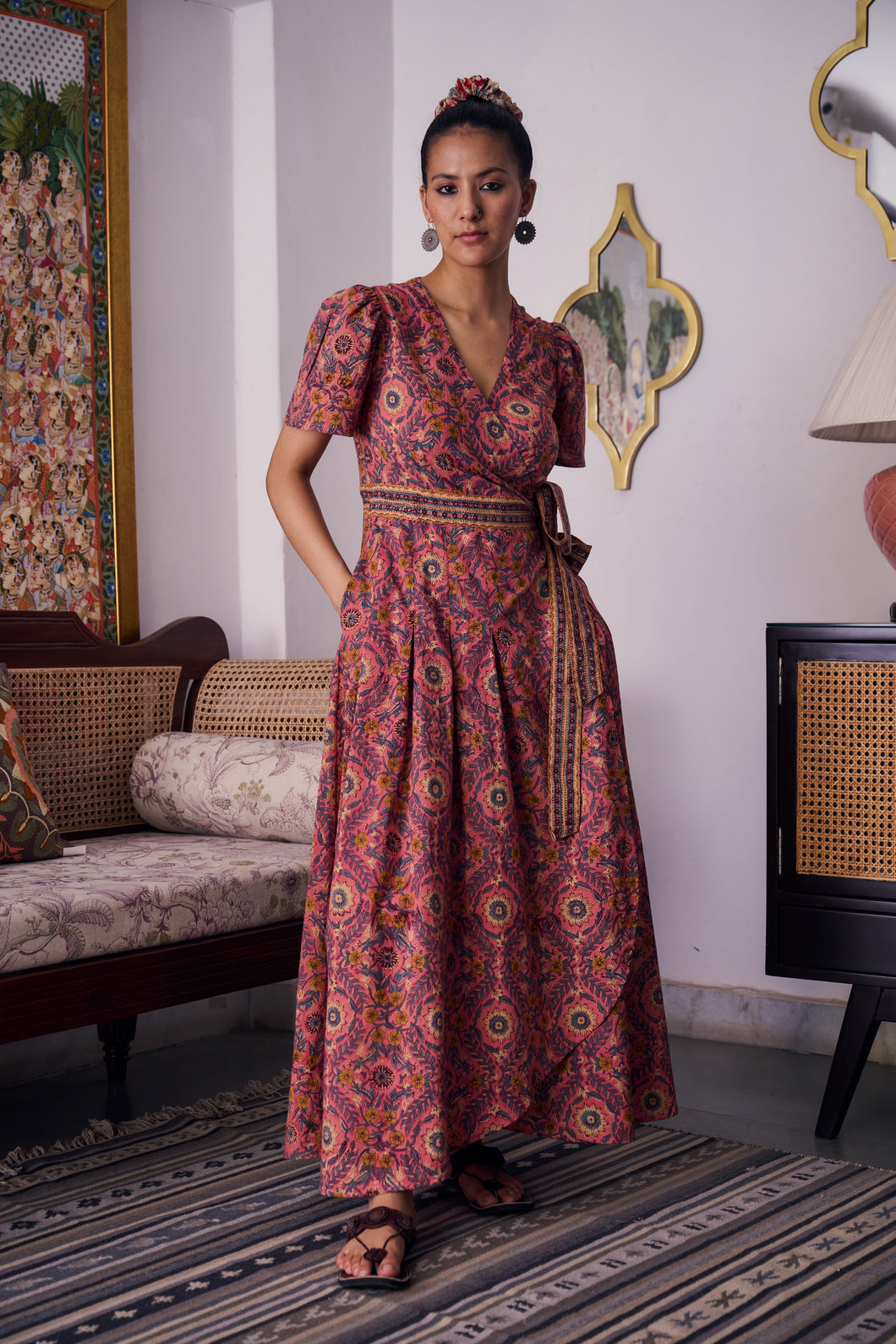 The CASSIA MAXI wrap dress -vintage rose