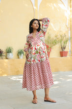 Load image into Gallery viewer, The WASABI midi - White with red and green floral
