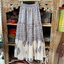 Load image into Gallery viewer, the TIERED maxi skirt - blue brown floral
