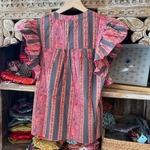 Load image into Gallery viewer, The TANSY top - charcoal pink stripes
