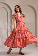 Load image into Gallery viewer, the CILANTRO midi - apricot w/ pink floral
