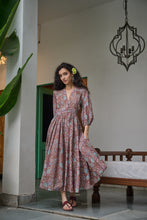 Load image into Gallery viewer, the ANISE midi - brown with red and pink floral
