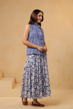 Load image into Gallery viewer, The Godet Skirt - cobalt blue floral
