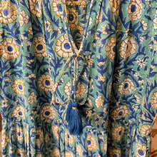 Load image into Gallery viewer, BORAGE MIDI dress - green with yellow floral
