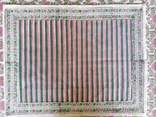 Load image into Gallery viewer, RANI/Placemats - Green Pink Stripes(set of 6)
