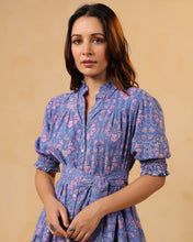 Load image into Gallery viewer, BREMEN dress - mystic blue w/ lavender floral
