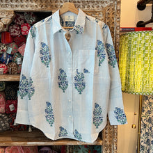 Load image into Gallery viewer, The OVERSIZED shirt- blue stripes with mughal buta
