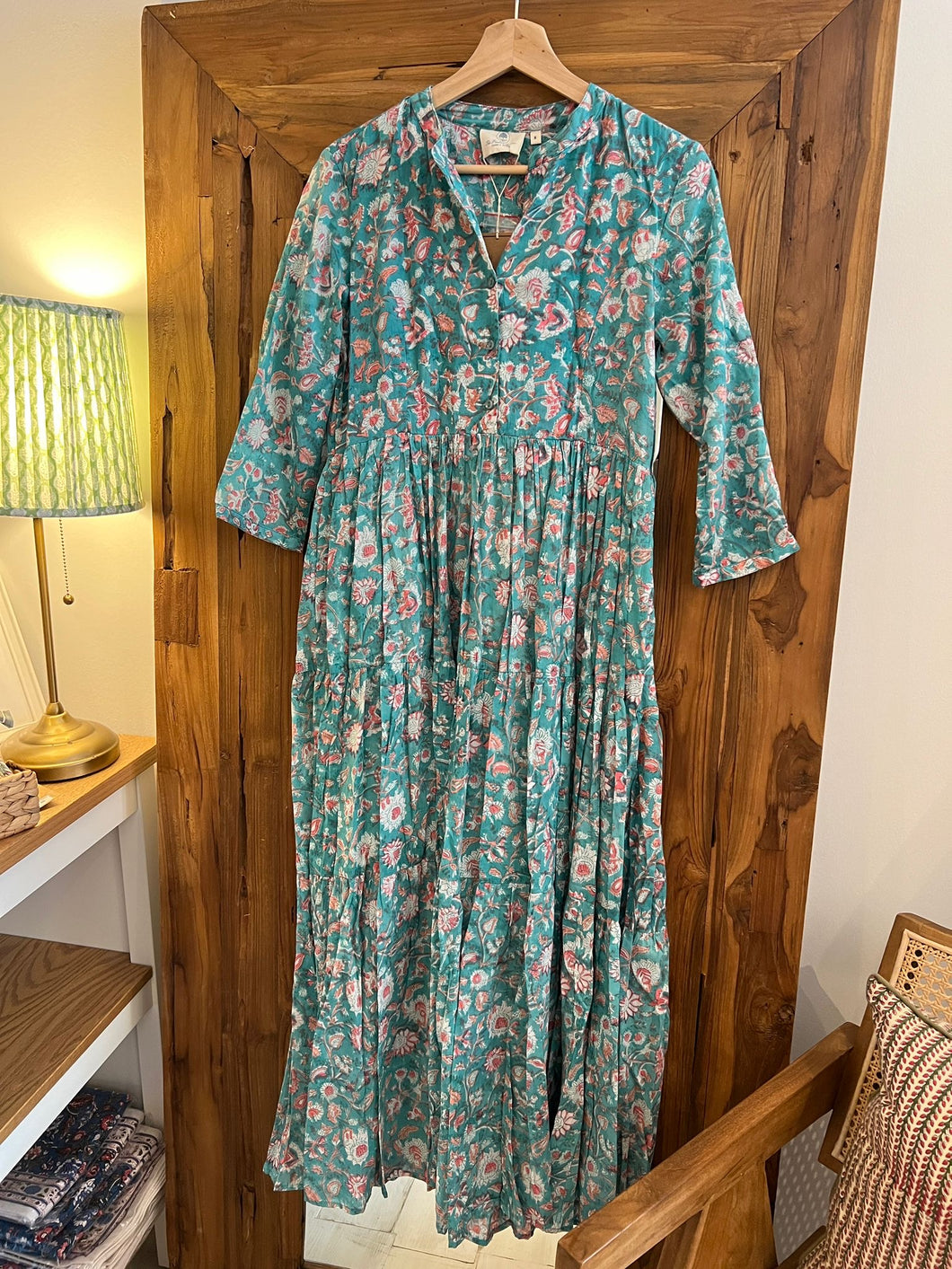 The Pepper dress with lining - turquoise floral