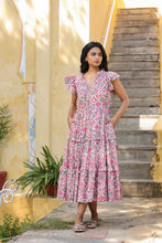 Load image into Gallery viewer, the CILANTRO midi - white with pink floral
