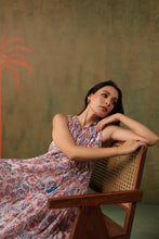 Load image into Gallery viewer, BORAGE MIDI dress - white w/ pink brown floral

