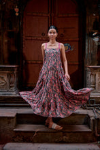 Load image into Gallery viewer, the SENF maxi - charcoal grey with pink floral
