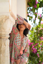 Load image into Gallery viewer, The Thyme Dress - turquoise w/ rose pink floral
