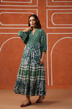 Load image into Gallery viewer, The CHILLI midi - forest green and blue floral
