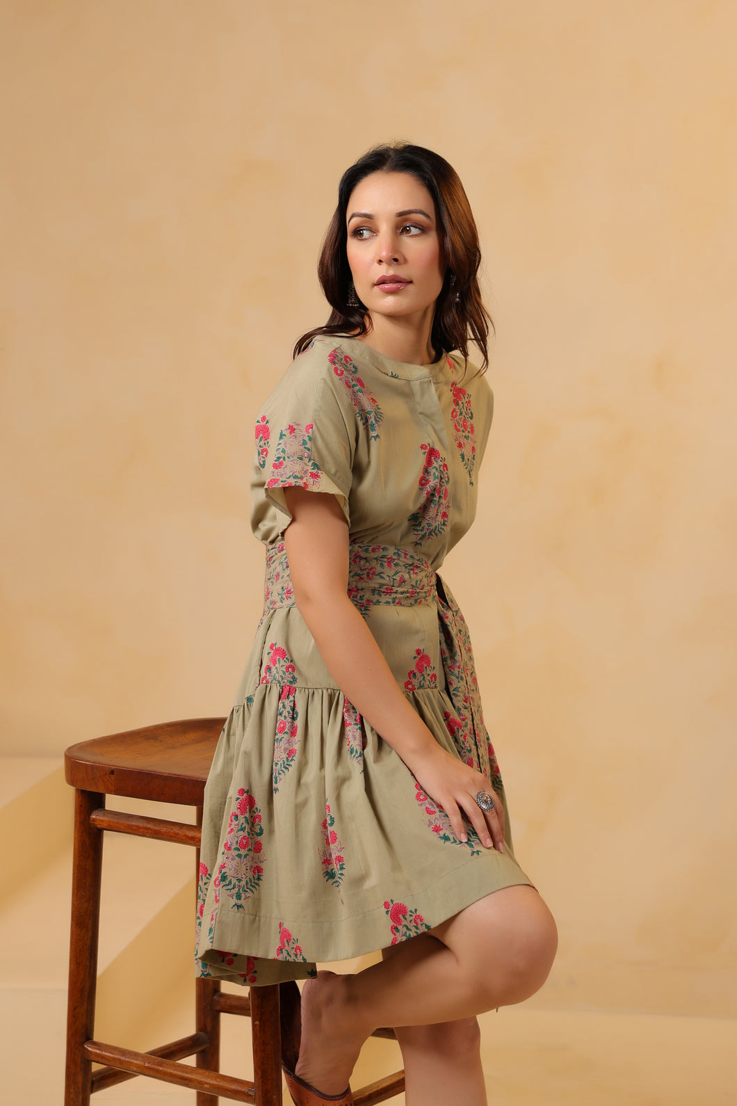 The CHIVES dress - pea green buta