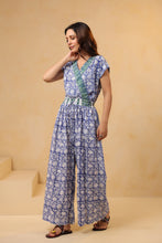 Load image into Gallery viewer, JUMPSUIT - blue with green floral
