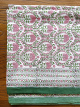 Load image into Gallery viewer, RANI/Table cloth - block printed GREEN PINK
