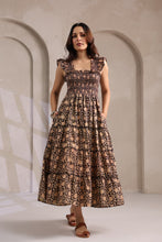 Load image into Gallery viewer, The PAPRIKA dress - black bagru floral
